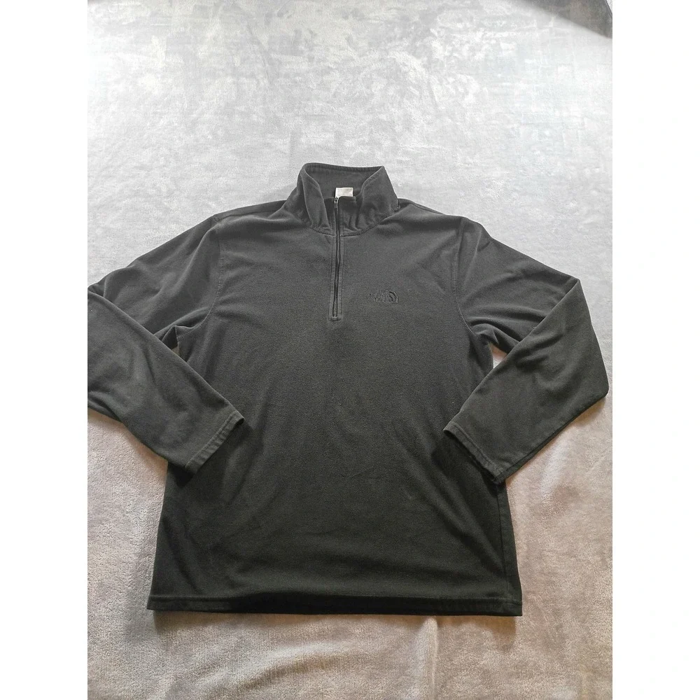 The North Face Pullover Mens Medium Black‎ 1/4 Zip Fleece Long Sleeve Hiking Top